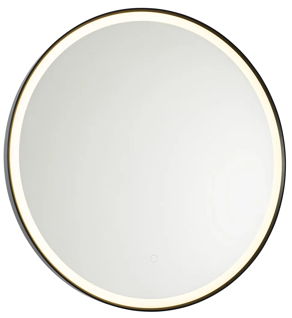 Oglinză de baie neagră 70 cm cu LED cu dimmer tactil - Miral