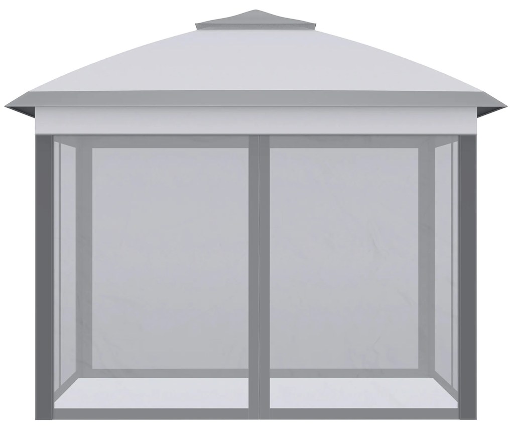 Outsunny Tonelă 3 x 3 m foisor de grădină Pop-up cort pliant dublu acoperiș 4 plase de țânțari detașabile cu fermoar + sac de transport | Aosom Romania