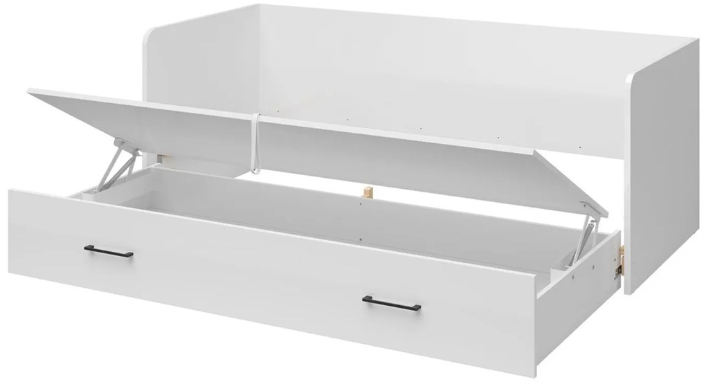 Pat de o persoană extensibil80 cm Tetrix 13 (alb lucios) (cu sp. depozitare). Promo -35%. 1098494
