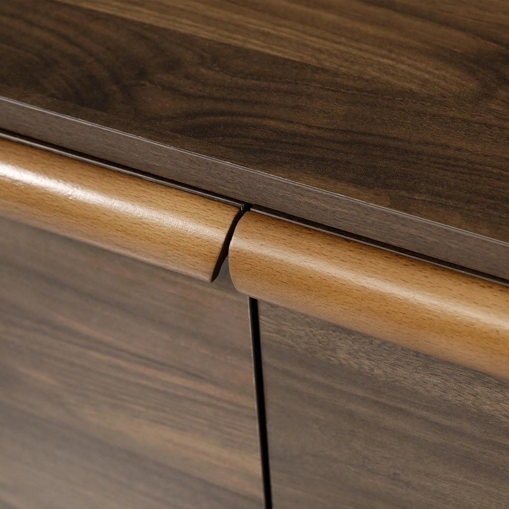 Comodă pentru living cu 3 sertare și dulap cu două uși, 120x40x77 cm, Culoare naturală