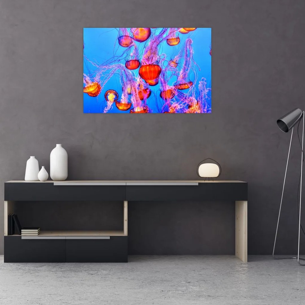 Tablou cu meduse în mare (90x60 cm)
