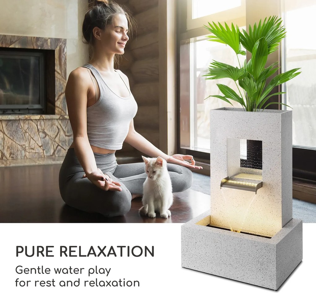 Blumfeldt Bloomingstone, fântână, fântână de grădină, fântână decorativă, 20 W, pompă, zinc, LED