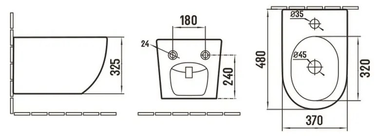 Bideu suspendat, gri mat Fluminia Alfonzo Gri mat