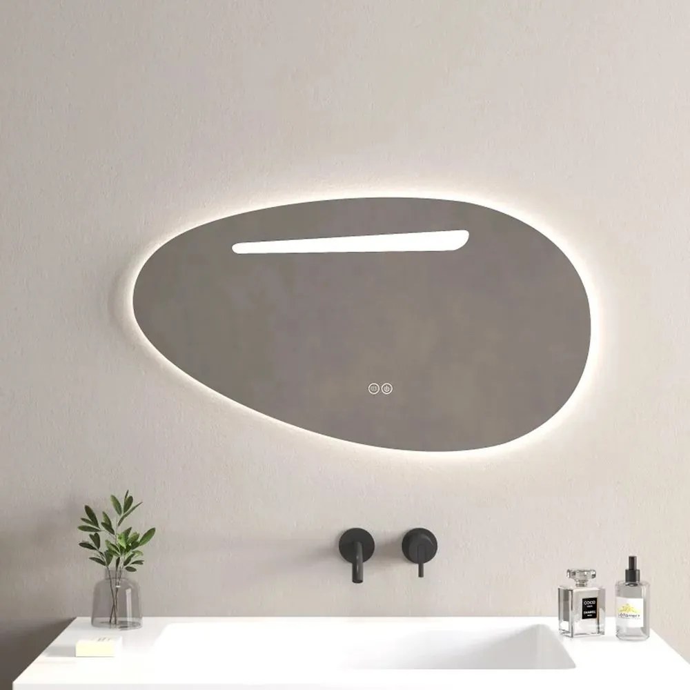 Oglinda cu iluminare si dezaburire Inter Ceramic Donato asimetrica 90x50 cm