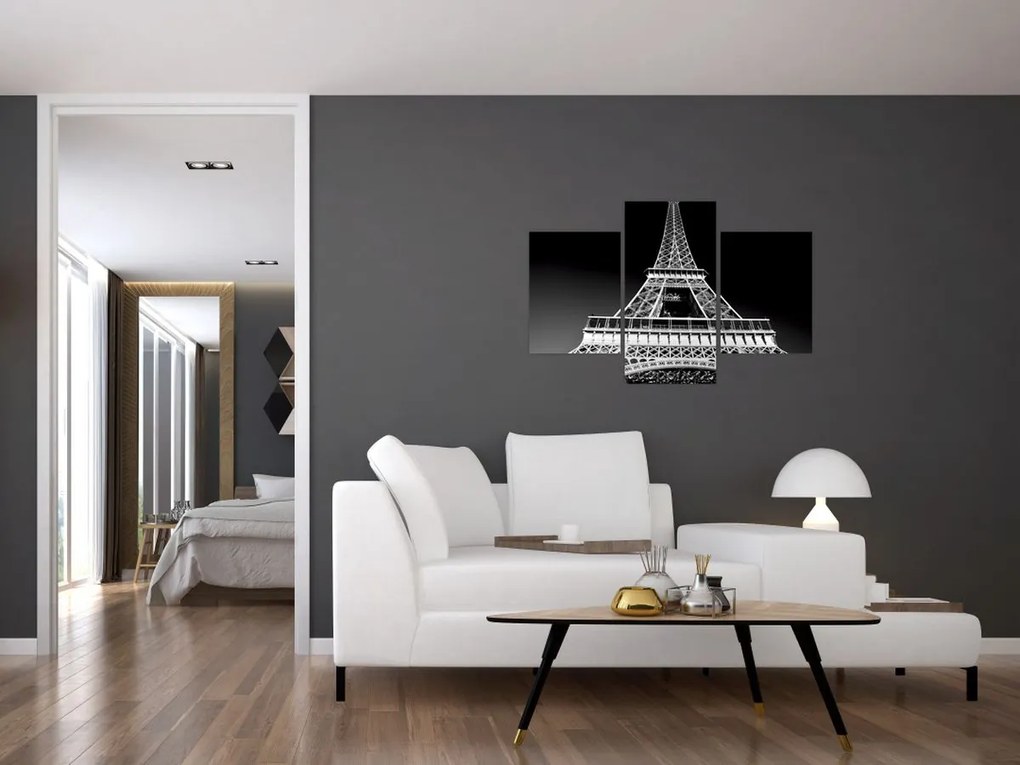 Tablou - Turnul Eiffel, alb-negru (90x60 cm)