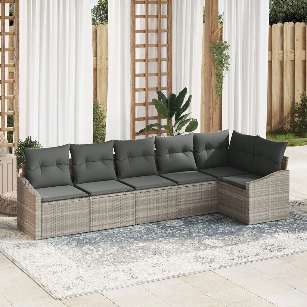 vidaXL Set de canapele cu 6 piese cu perne Bej ratan polipropilenic