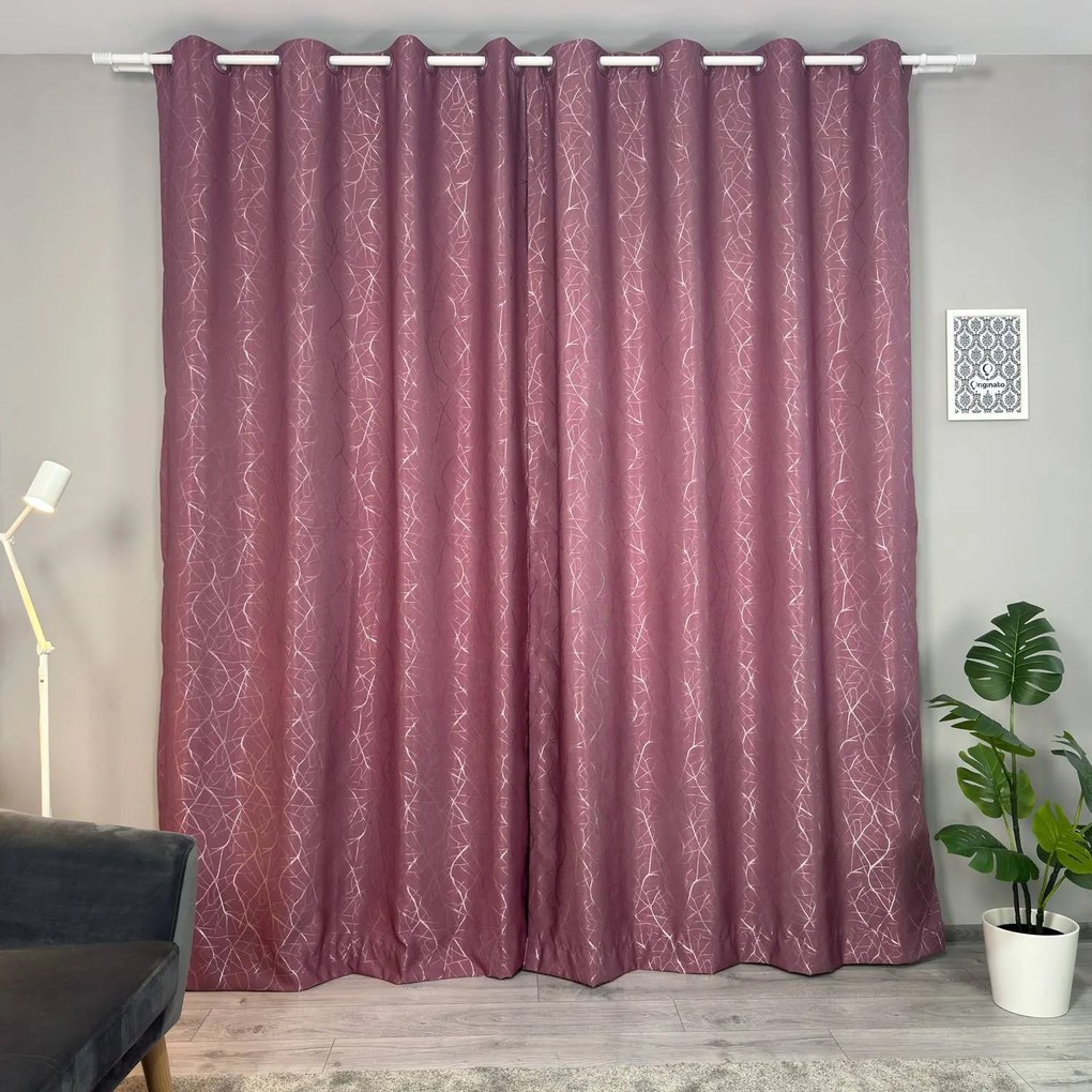 Set două Draperii (Opacitate 90-100%), din Stofă premium (Model brodat), Gata lucrate (Inele galerie), Culoare Vișiniu (Burgundy), Dimensiuni draperie 160x260 cm (x2), Brand Originalio