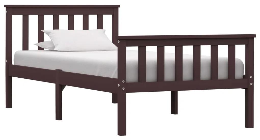 283232 vidaXL Cadru de pat, maro închis, 90 x 200 cm, lemn masiv de pin
