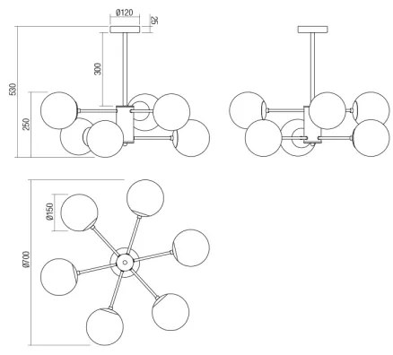 Lustră pe tijă Redo 01-2943 MUNDI 6xE14/28W/230V cupru