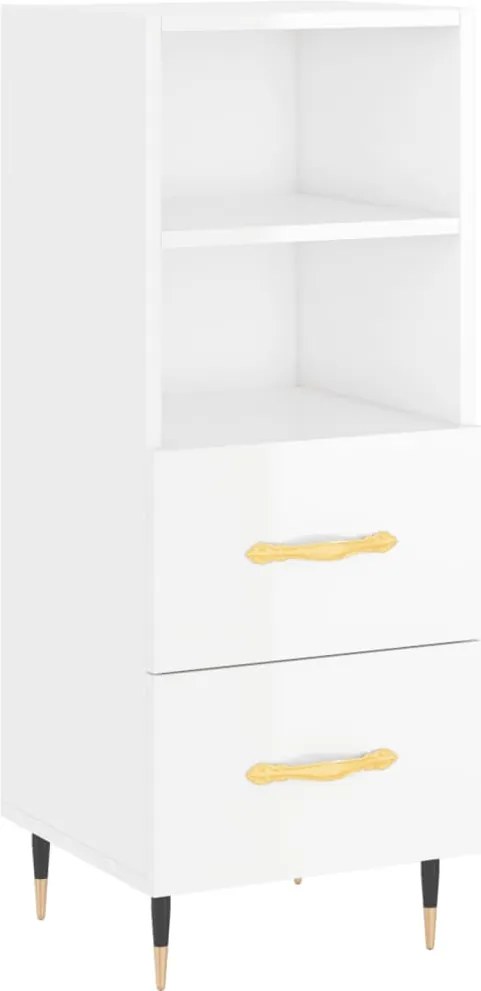 vidaXL Servantă, alb extralucios, 34,5x34x90 cm, lemn compozit