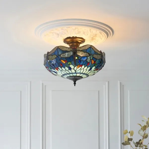 Endon 111897 - Plafonieră Tiffany DRAGONFLY 3xE27/10W/230V Ø 41 cm
