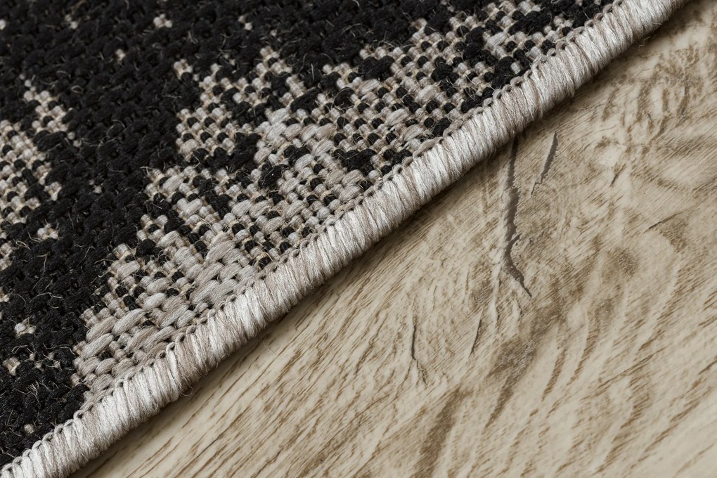 Covor sisal Floorlux 20491 Flori argintiu si negru