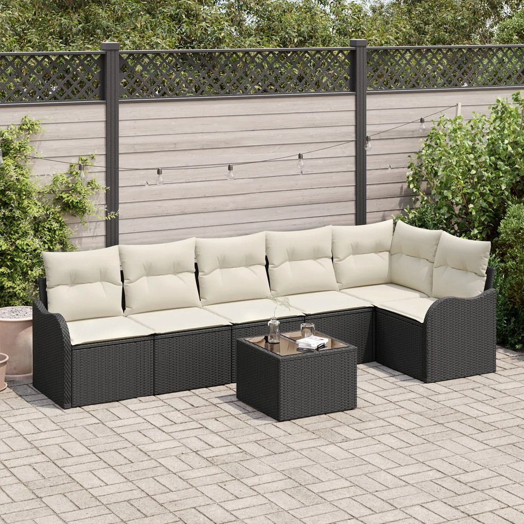 Set Canapea Grădină 6 Piese cu Perne Rattan Poli Maro