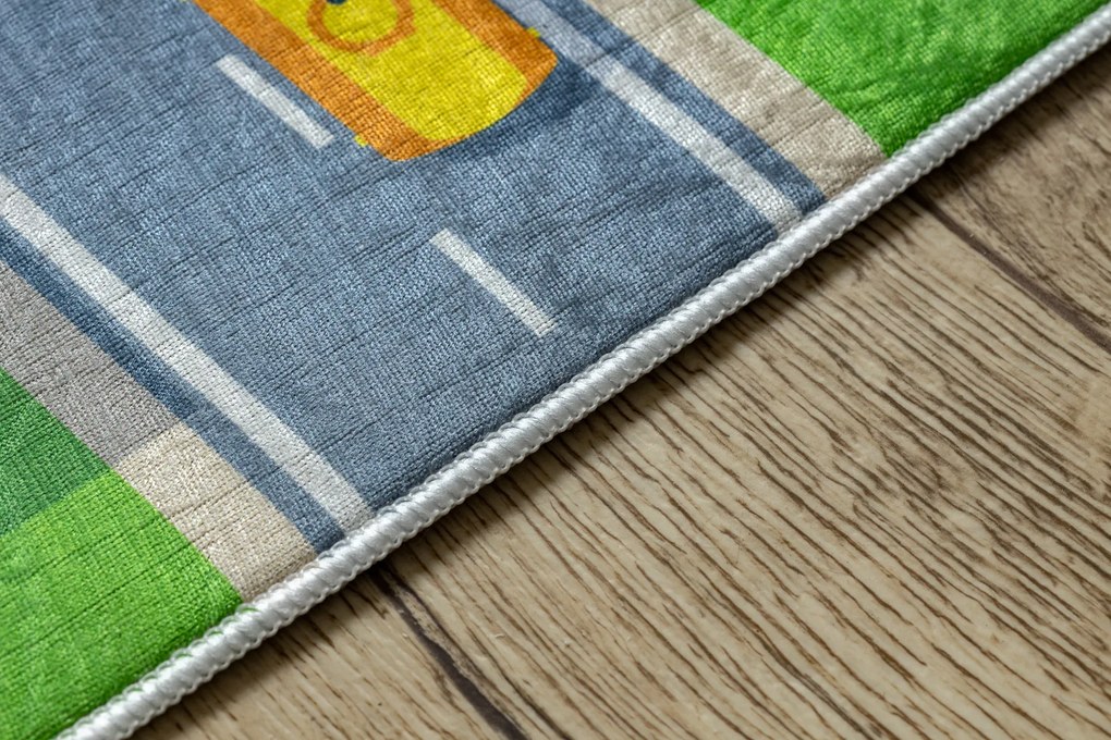 BAMBINO 2624 covor lavabil Oraș, străzi pentru copii anti-alunecare - verde / gri