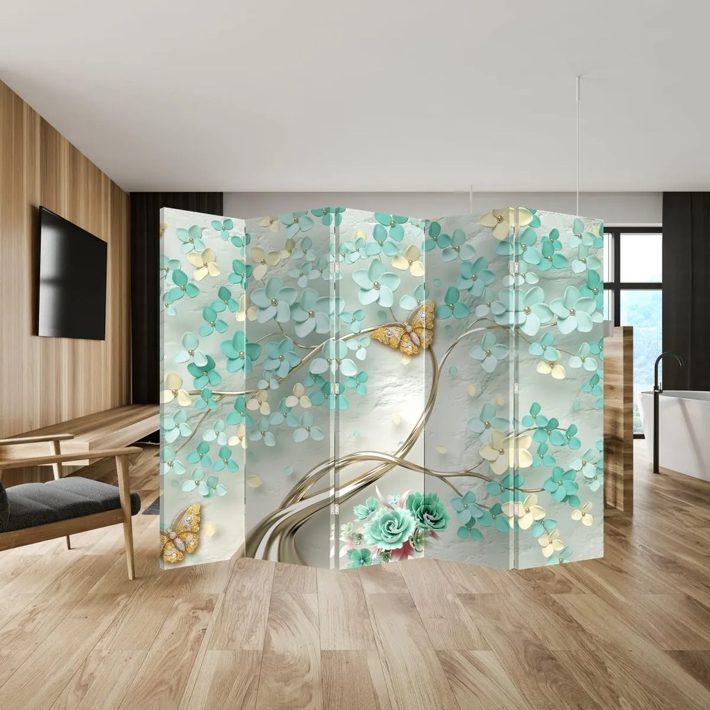 Paravan - Flori și fluturi (210x170 cm)