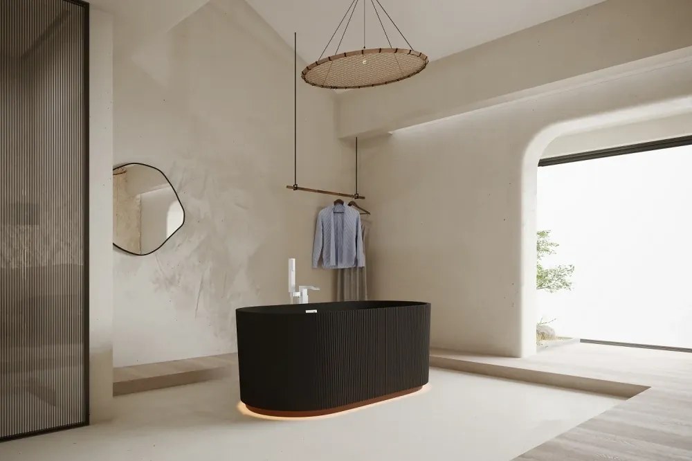 Cada acril freestanding Calliope LED, iluminare LED, Negru, 150 cm, 5020 LED