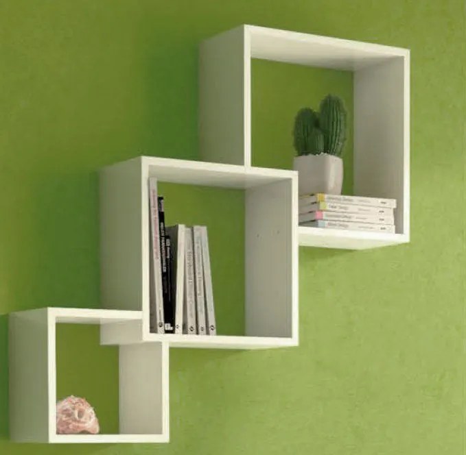 Raft de perete Modular, 65.5x10x65.5 cm, MDF Alb