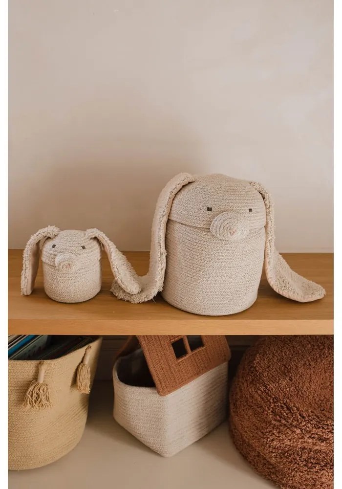 Coș de jucării pentru copii crem din material textil ø 15x15 cm Mini Rita the Rabbit – Lorena Canals