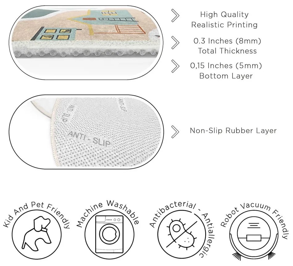 Covor de joacă pentru copii lavabil ø100 cm Farmer's Life – Mila Home