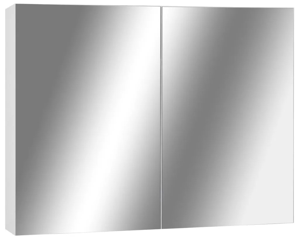 325186 vidaXL Dulap de baie cu oglindă, alb, 80x15x60 cm, MDF