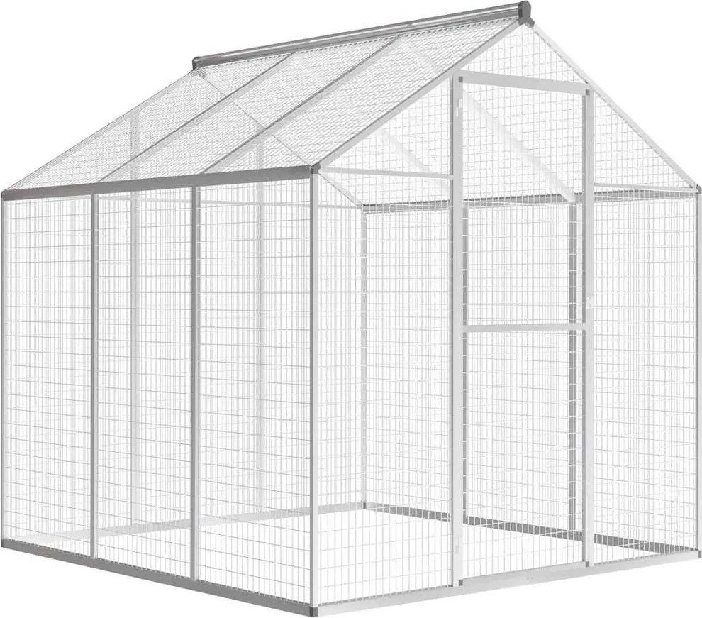 vidaXL Coteț păsări de exterior, 183 x 178 x 194 cm, aluminiu