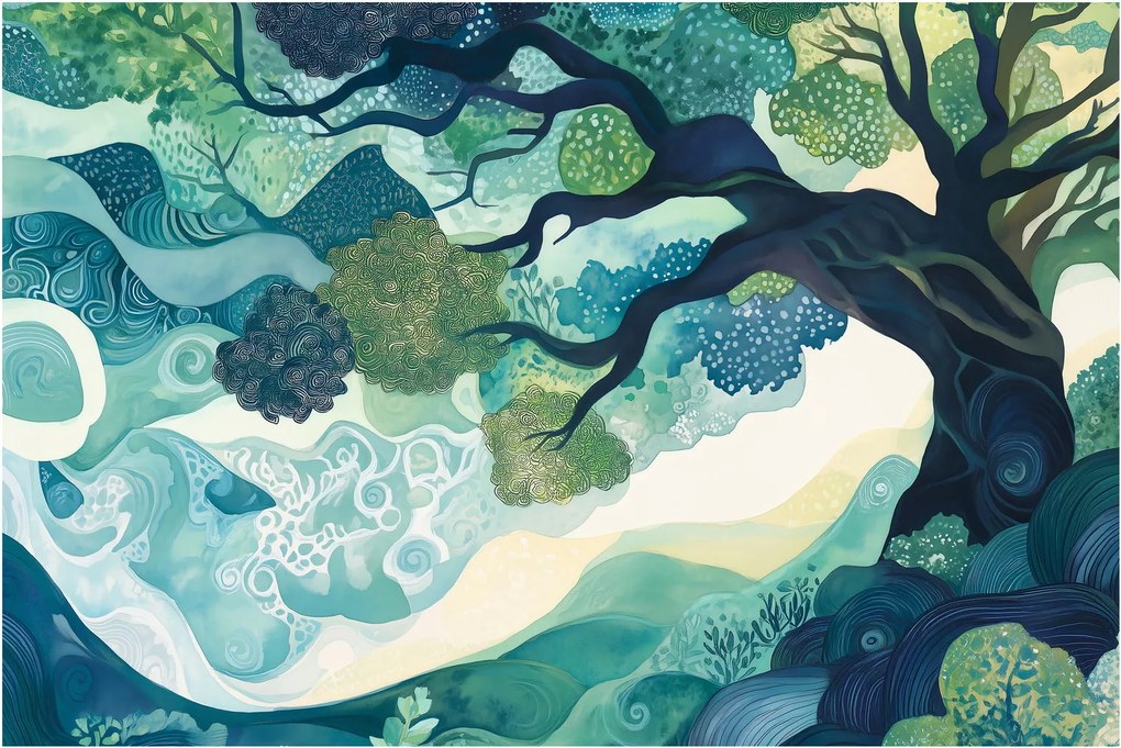 Tablou – Coroană verde a arborelui vieții (90x60 cm)