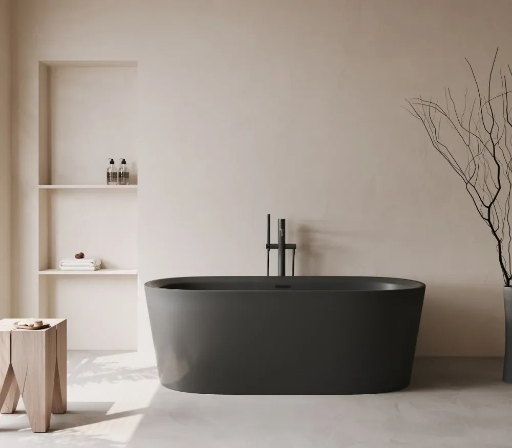 Cada acril freestanding Ava, Negru, 170 cm, 5001