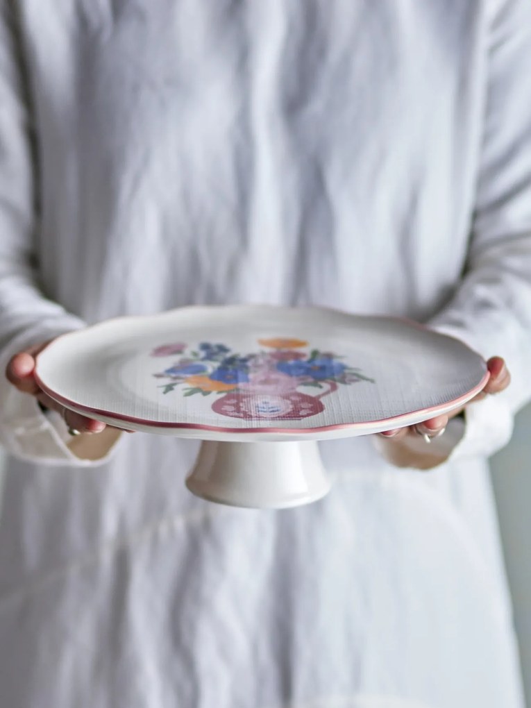Platou de servire din ceramică cu motive florale pictate manual, 28×9 cm, „Dorothy"
