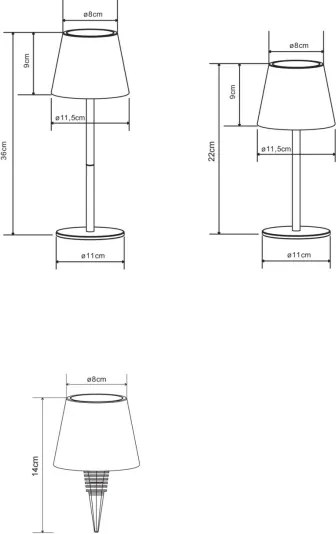 Globo 58488NG-LED Lampă de masă VANNIE pentru exterior, reglabilă (dimmabilă), cu control tactil și reîncărcabilă, 3W/5V IP54 1800mAh, verde