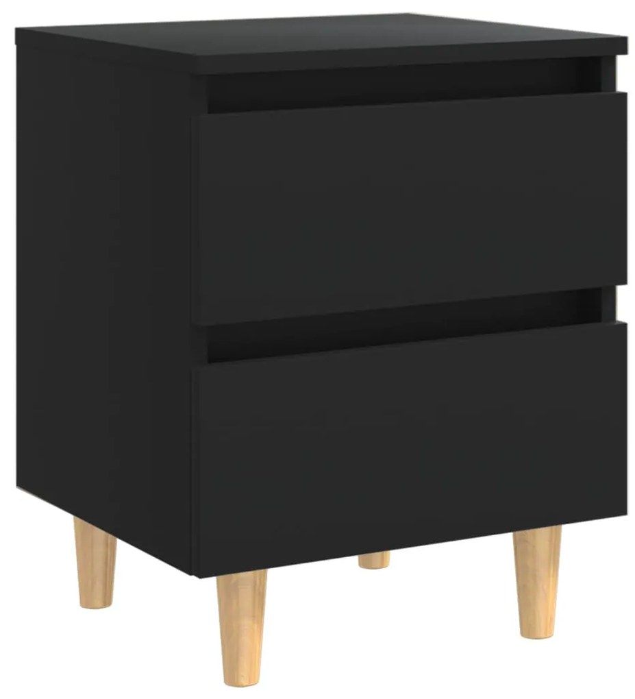 805853 vidaXL Noptieră cu picioare lemn masiv pin, negru, 40x35x50 cm