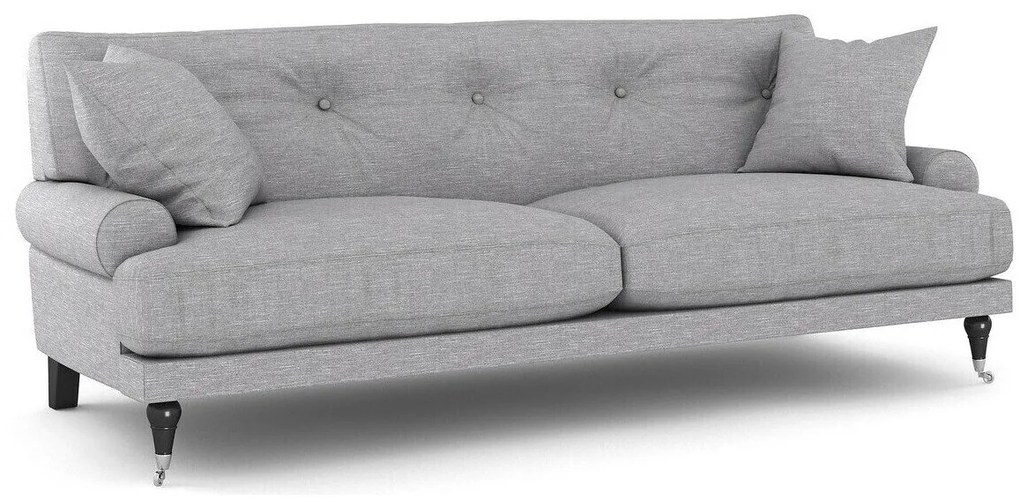 Canapea Seattle E121Numărul de locuri: 3, Gri deschis, 195x100x87cm, 60 kg, Tapiterie, Picioare: Role, Lemn