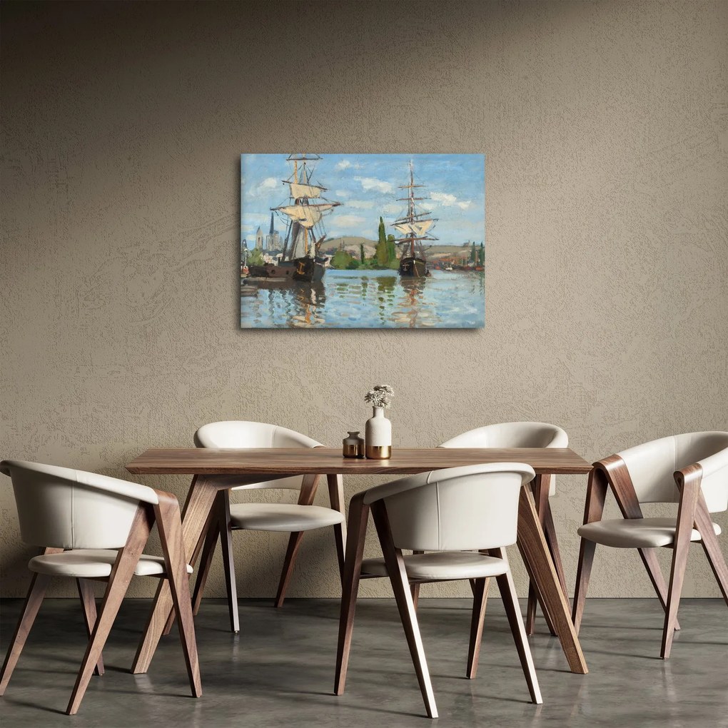 Tablou - Claude Monet, Ships Riding on the Seine at Rouen, reproducere (70x50 cm)