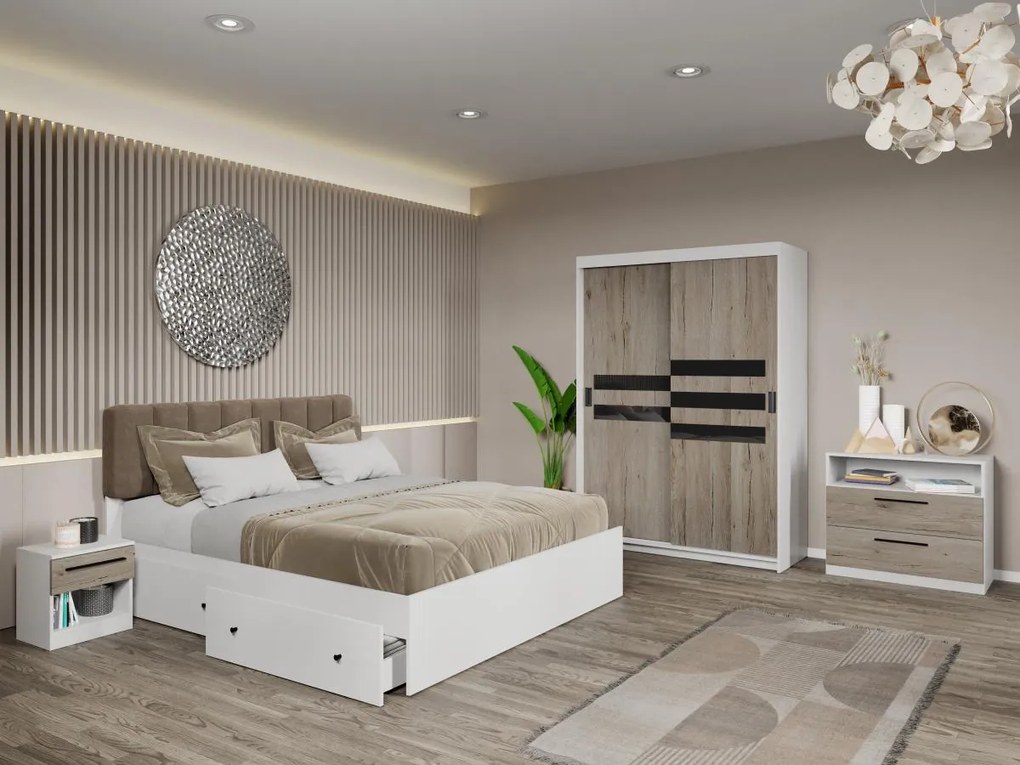 Set mobila dormitor Ruben Alb/San Remo C10