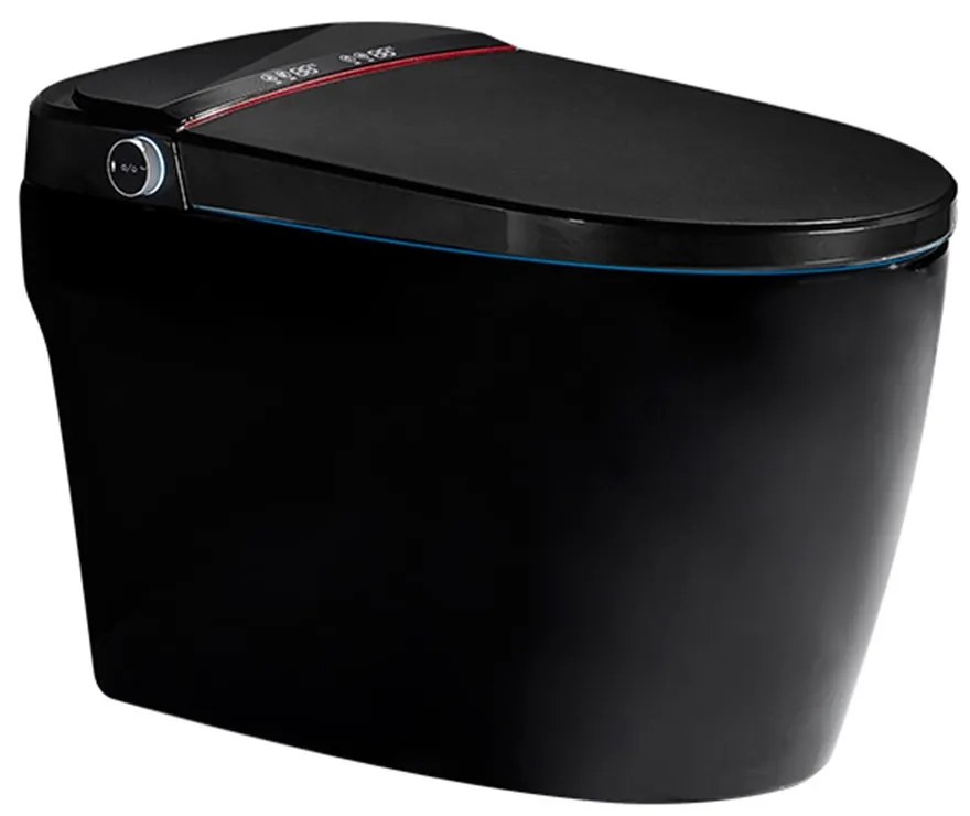 Set vas WC pe pardoseala Relax Regal finisaj negru lucios cu functie bideu electric si capac softclose