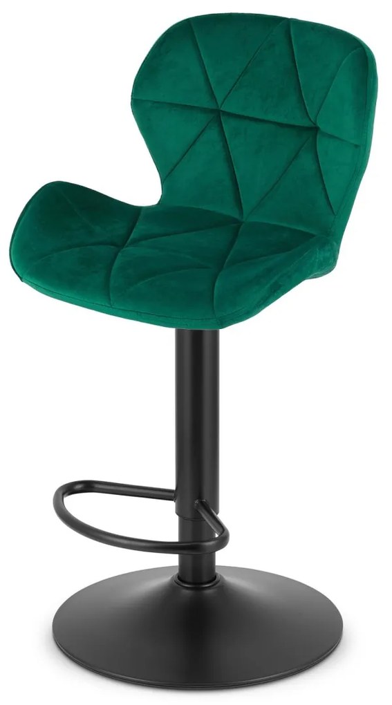 Scaun de bar cu picior negru WEST VELVET, verde