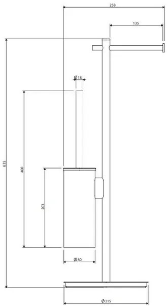 Suport hartie freestanding cu spatiu pentru perie Omnires Modern Project