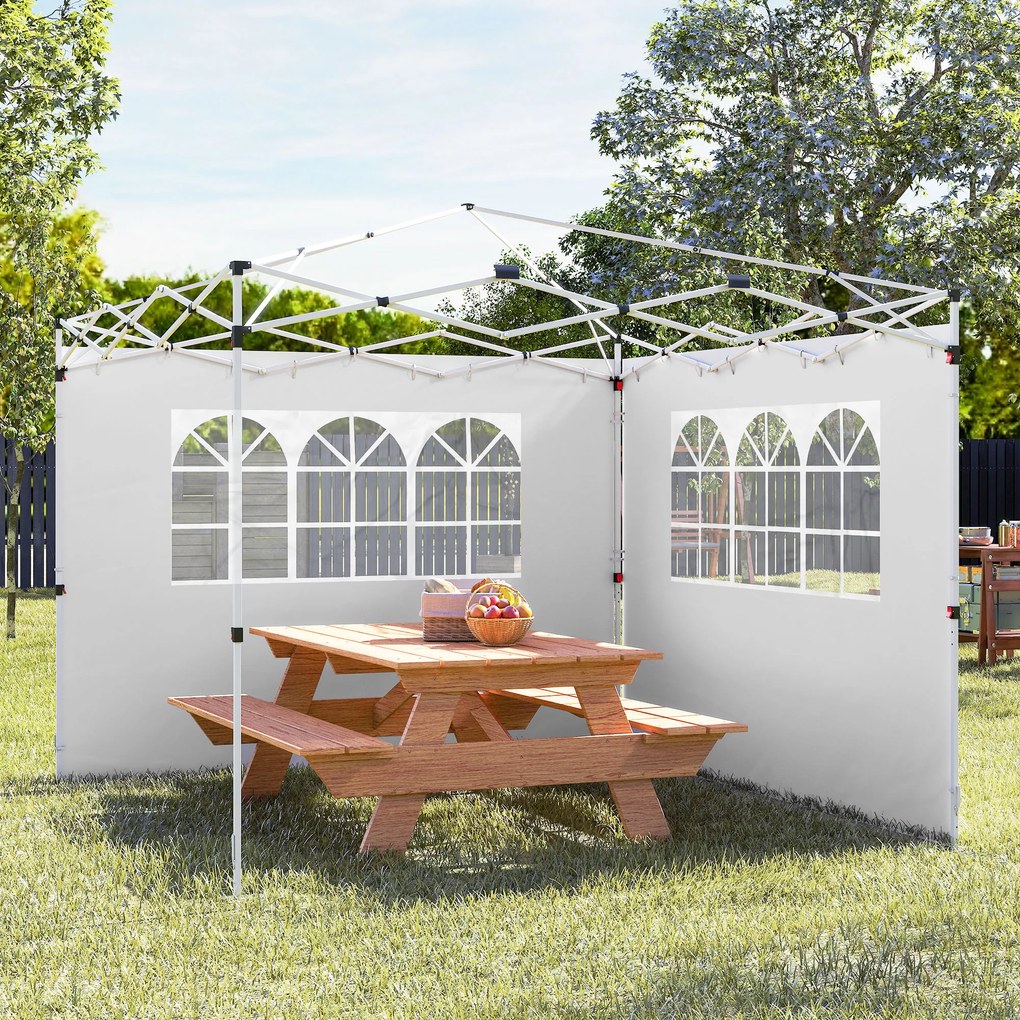 Outsunny Panouri Laterale pentru Corturi Pop-Up, Set de 2, 3x2m, Protecție UV, Rezistent la Apă, Alb | Aosom Romania