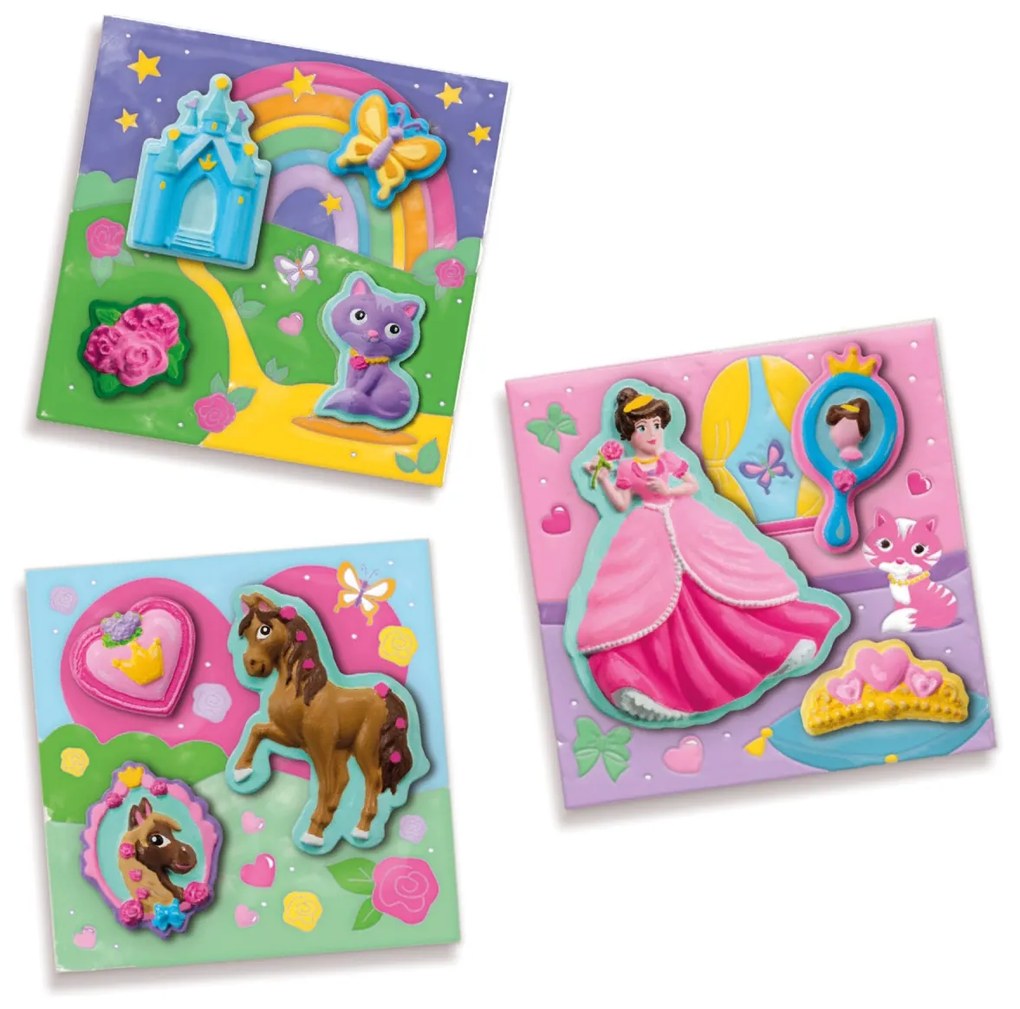 Set creativ de copii cu mulaj si pictura - 3 panze de pictat printese