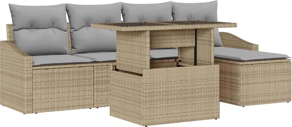 vidaXL Set de canapele pentru grădină 6 pcs Beige și gri deschis