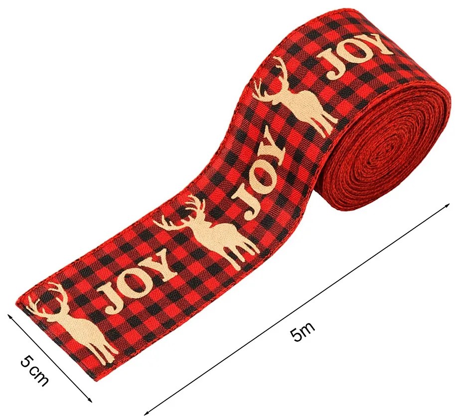 Fundita de Craciun JOY 5 cm x 5 m, rosie