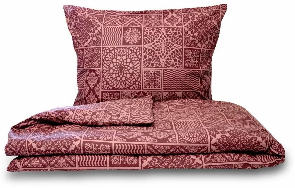 Lenjerie de pat din bumbac Kvalitex Tokyo, vișiniu, 240 x 220 cm, 2 buc. 70 x 90 cm