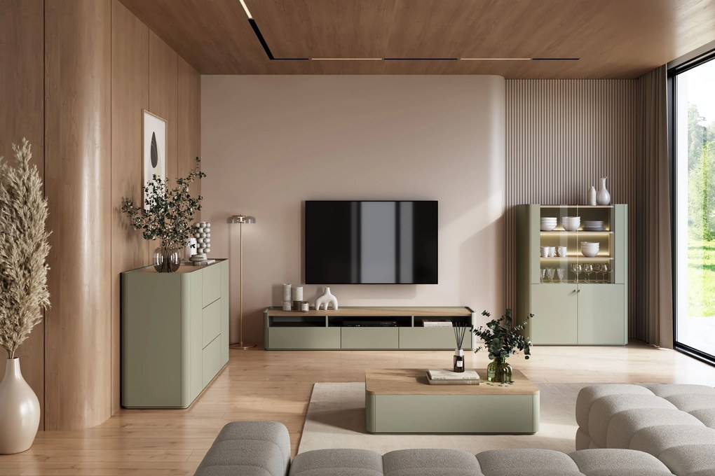 Măsuță de cafea cu sertare Elivo 100 cm - eucalipt / stejar baltic dune