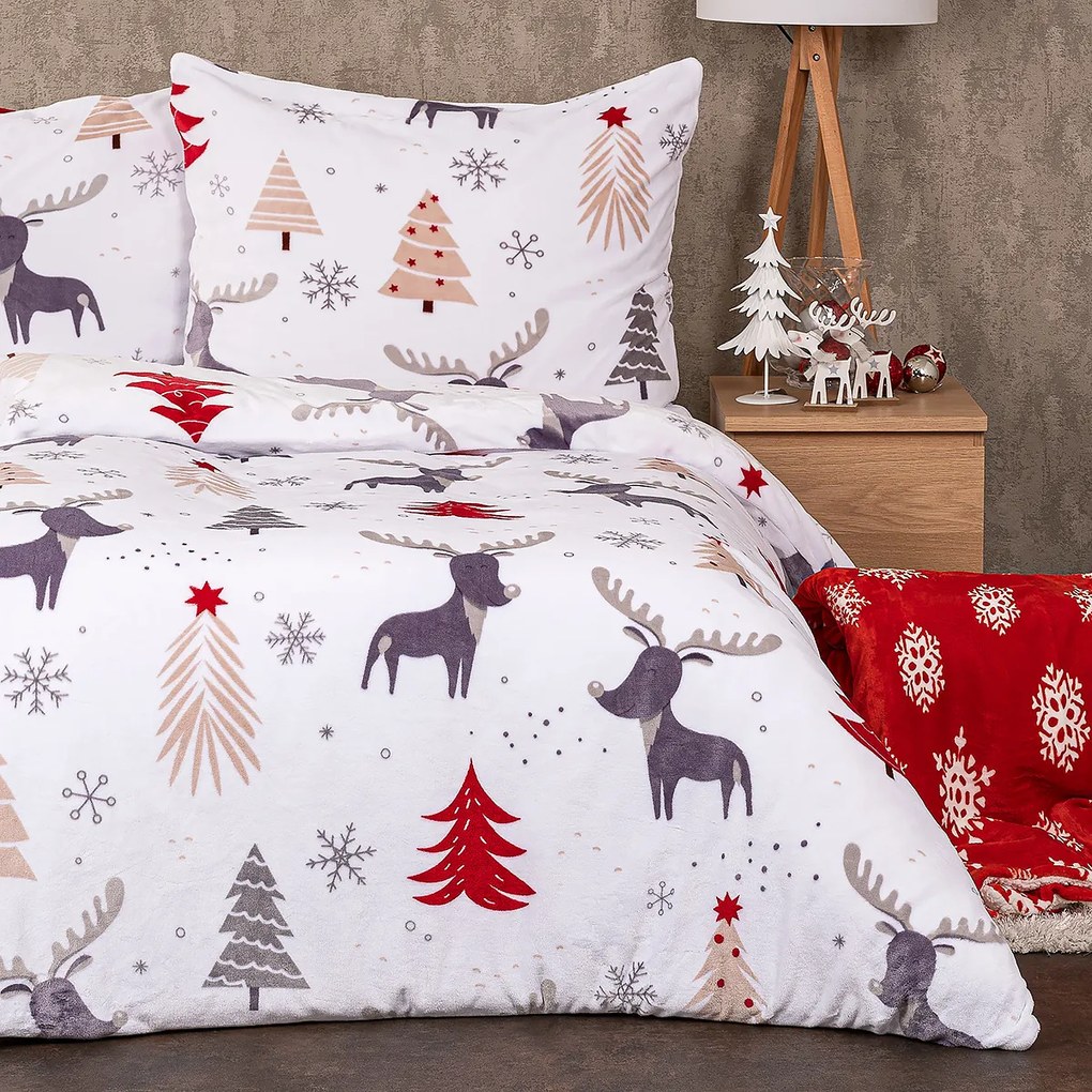 Lenjerie de pat din micro-flanelă 4Home Cute reindeer, 140 x 200 cm, 70 x 90 cm