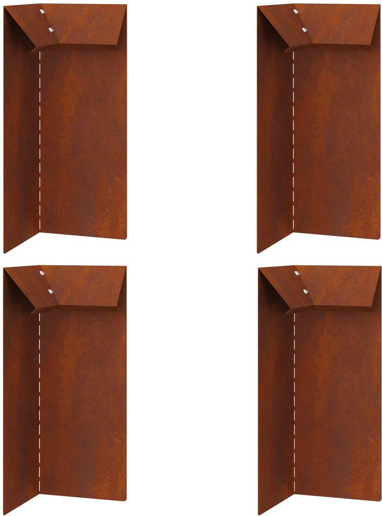 vidaXL Gard pentru melci 4 pcs Ruginit 10 x 10 x 25 cm