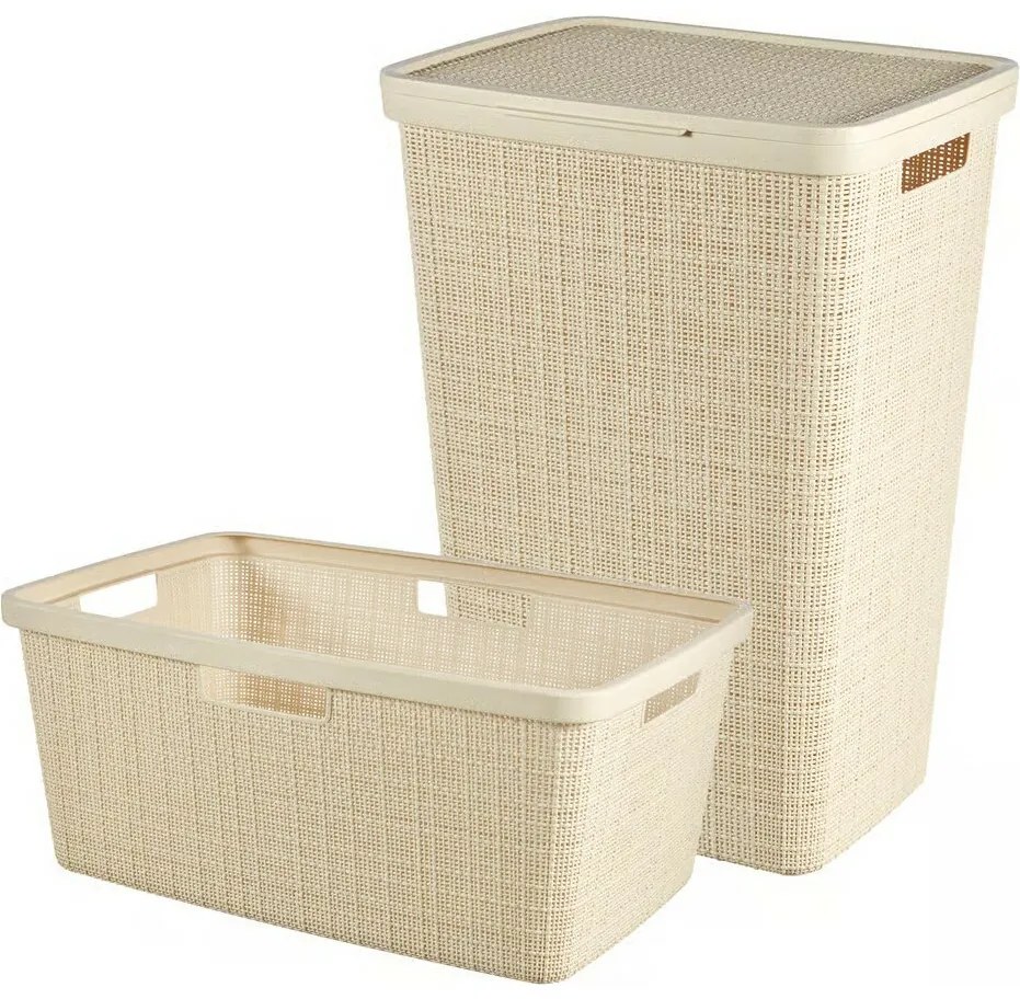Curver Coș pentru rufe murdare Jute 58 l, bej