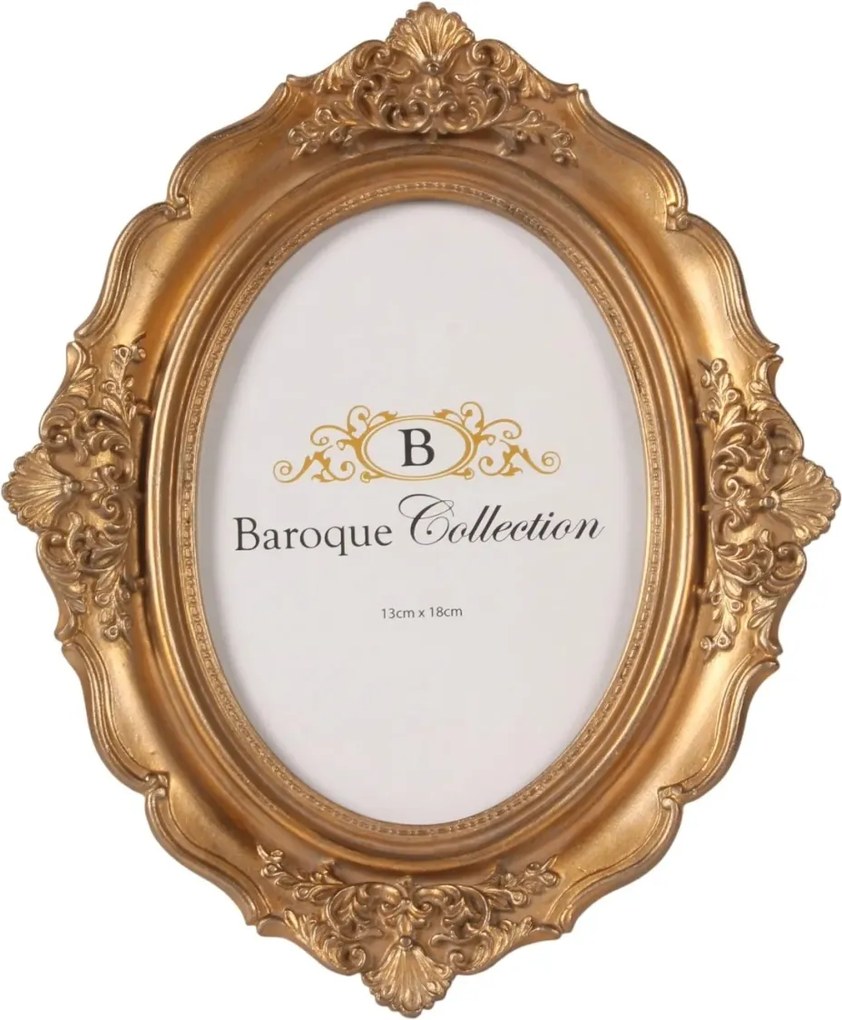 Ramă foto decorativă din polirășină, auriu, ramă ornamentată, format 13 x 18 cm, 26,3 x 21,5 x 6 cm, „Blason”