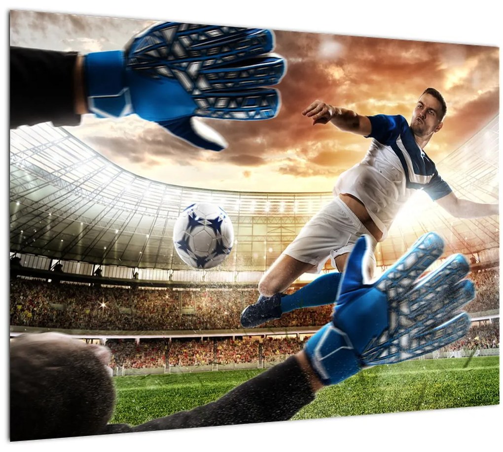 Tablou pe sticlă - Fotbalist (70x50 cm)