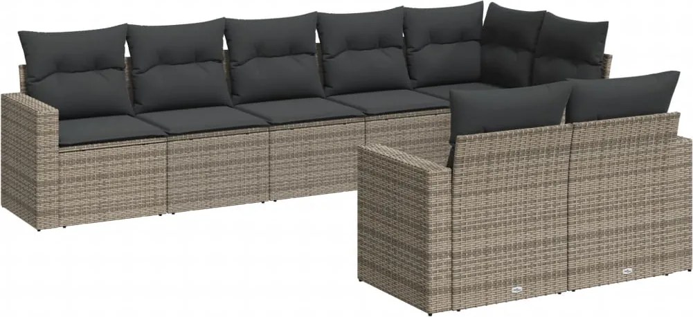 vidaXL Set canapele de grădină cu perne, 8 piese, gri, poliratan