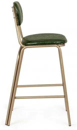 Scaun bar verde inchis din piele ecologica si metal, Addy Bizzotto