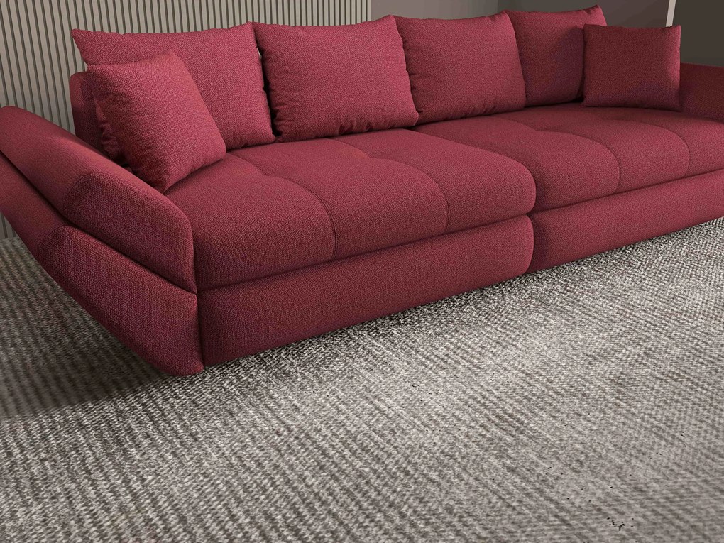 Canapea extensibilă dumonde cu ladă de depozitare si sezut confortabil din spuma high-density, Loana Enjoy Rosu 300x100 cm